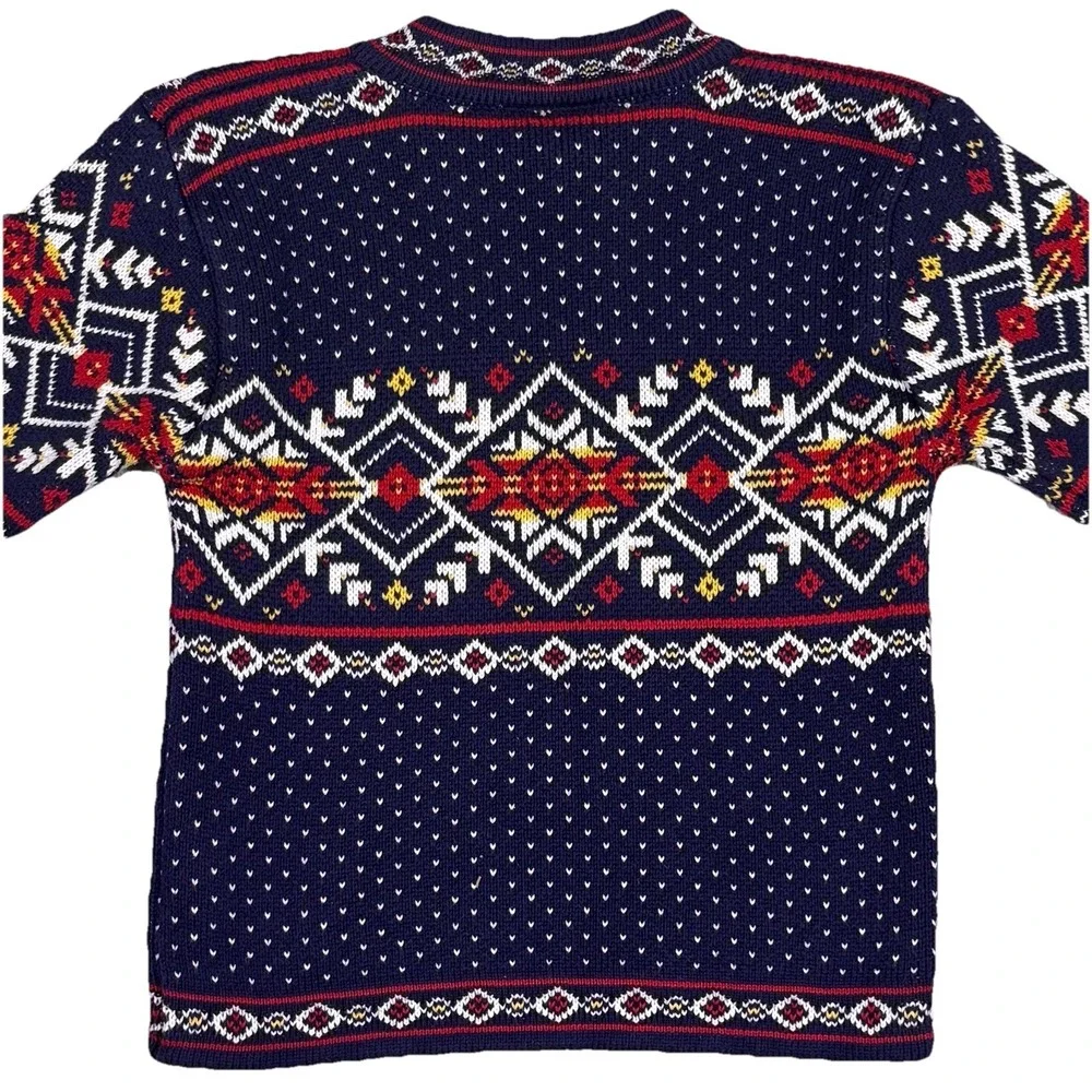 Hanna Andersson Kids Nordic Fair Isle Metal Clasps‎ Sweater Cotton US Sz 4